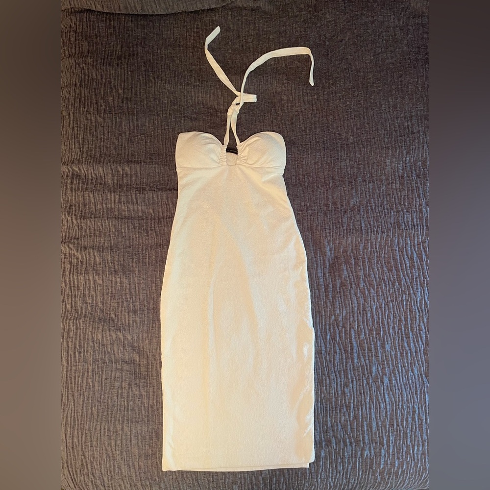 Cream Sheath Halter Dress for Brides